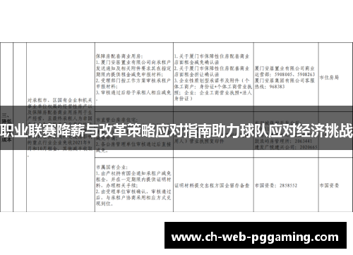 职业联赛降薪与改革策略应对指南助力球队应对经济挑战 职业联赛降薪与改革策略应对指南助力球队应对经济挑战